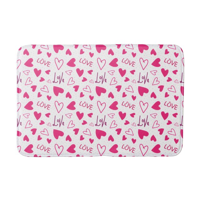 Happy Valentine’s Day Lover Present with Red Heart Bath Mat (Front)