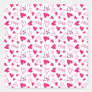 Happy Valentine’s Day Lover Present with Red Heart Square Sticker