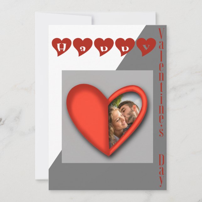 Happy Valentine’s Day - modern heart Holiday Card (Front)
