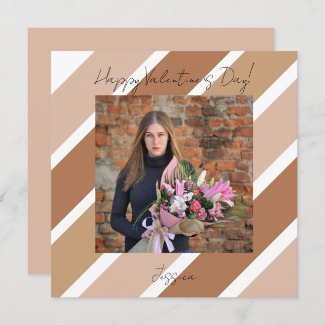 Happy Valentine`s Day Modern Script Photo Card (Front/Back)