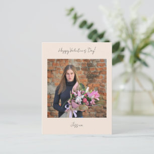 Happy Valentine`s Day Modern Script Photo Postcard