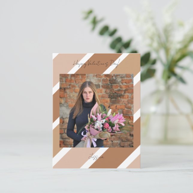 Happy Valentine`s Day Modern Script Photo Postcard (Standing Front)