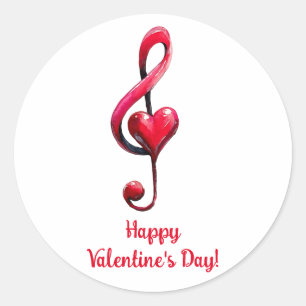 Happy Valentine’s Day Music of Love Classic Round Sticker