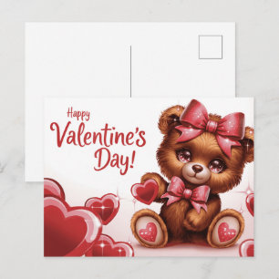 Happy Valentine’s Day Ourson -7 Postcard