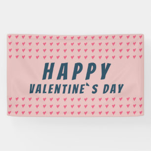 Happy Valentine`s Day Pink Heart Banner