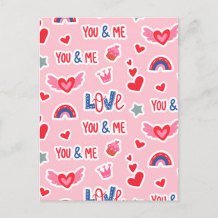 Happy Valentine’s Day Red Heart Art Romantic Lover Postcard
