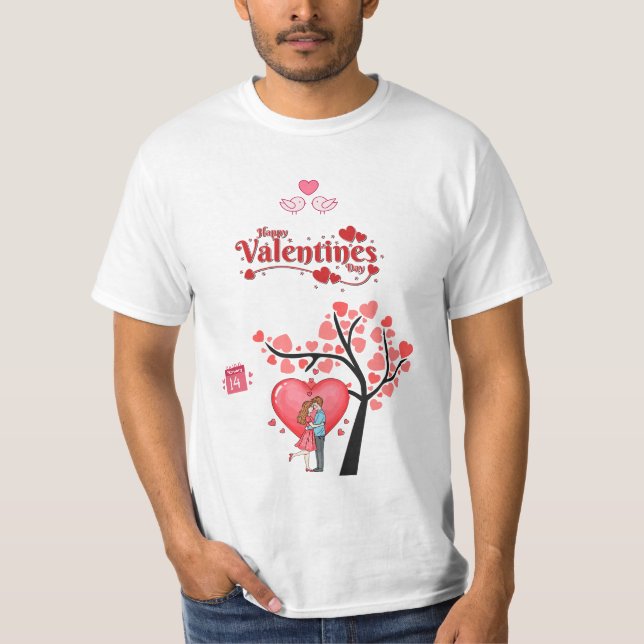 Happy Valentine’s Day – Romantic Couple T-Shirt (Front)