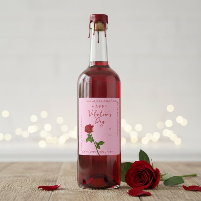 Happy Valentine’s Day Rose Custom Wine Label (Creator Uploaded)