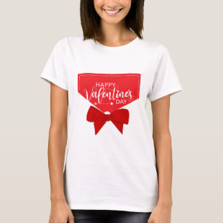 Happy Valentine’s Day Sticker Elegant Red Bow Deco T-Shirt