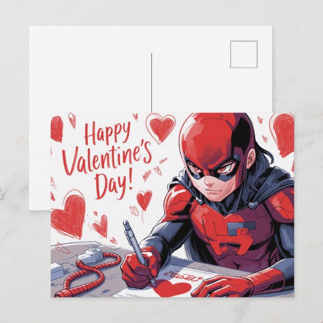 Happy Valentine’s Day Super-Héros -3 Postcard (Front/Back)