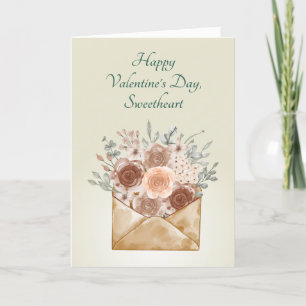 "Happy Valentine’s Day, Sweetheart" Elegant Floral Holiday Card