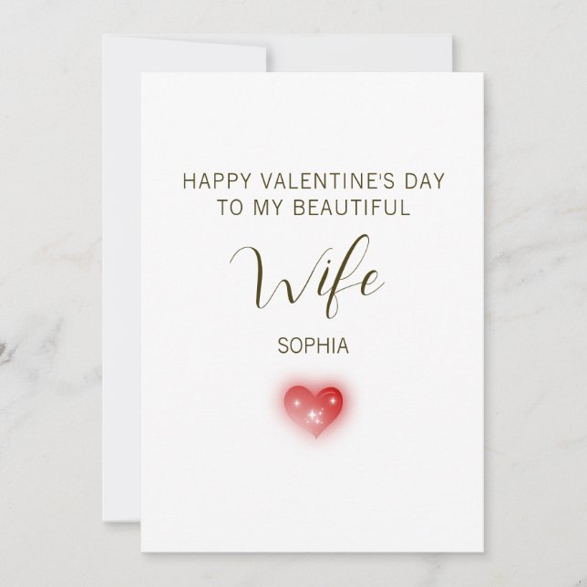 Happy Valentine’s Day to My Beautiful Wife Holiday Card (Front)