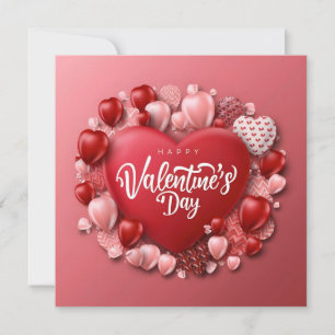 Happy Valentine’s Day with Red Heart Holiday Card