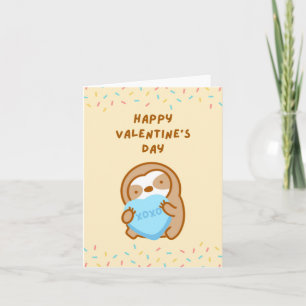 Happy Valentine’s Day XOXO Hugs and Kisses Sloth Card