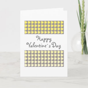 Happy Valentine`s Day Yellow Grey Heart Pattern Holiday Card