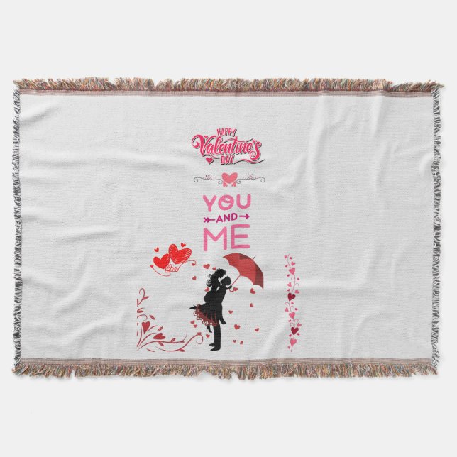 Happy Valentine’s Day – You and Me Romantic Love  Throw Blanket (Front)
