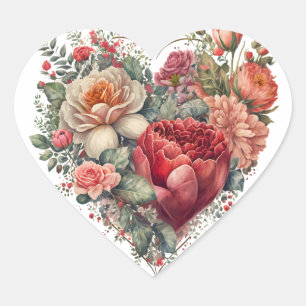 Happy Valentine’s Roses Wedding Heart Sticker