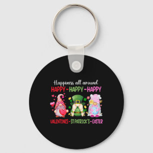 Happy Valentine St Patrick Easter Gnome Happiness Key Ring