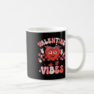 Happy Valentine Vibes Retro Groovy Heart Flower Gi Coffee Mug