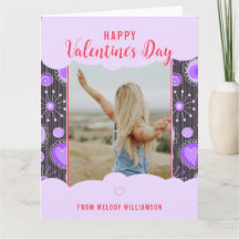 Happy Valentine Whimsical Purple heart flower Name