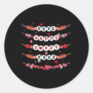 Happy Valentine Xoxo V-day Friendship Bracelets Gi Classic Round Sticker