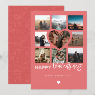 Happy Valentines 9 Photo Collage Couple Family  Holiday Card