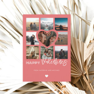 Happy Valentines 9 Photo Collage Couple Family Holiday Card