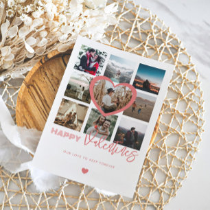 Happy Valentines 9 Photo Collage Couple Family Holiday Card