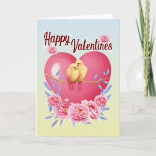 Happy Valentines, a love birds tale ..  Card
