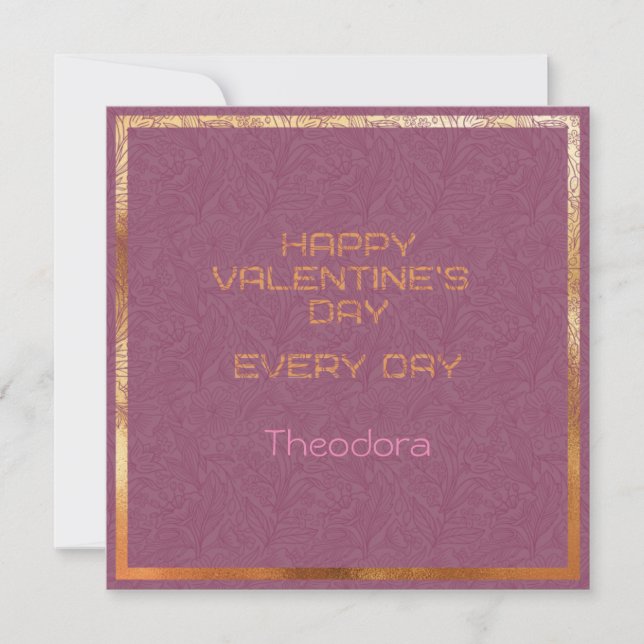 Happy Valentine's AmethystFiligree Frame Text Gold Card (Front)