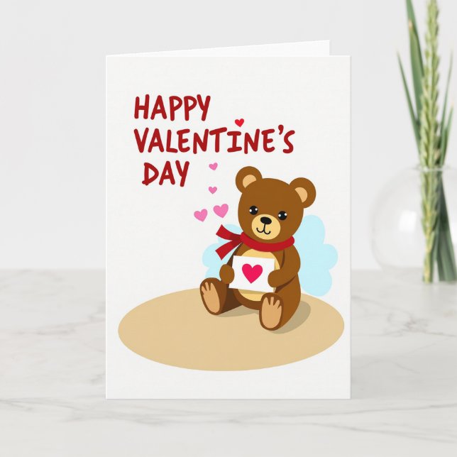 Happy Valentines Bear Heart Card (Front)