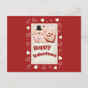 Happy Valentines Bears Postcard
