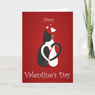 Happy Valentine's Black & White Kitties Holiday Card