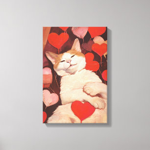 Happy Valentines Cat Canvas Print