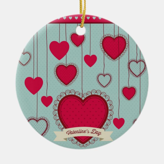 happy valentines ceramic tree decoration (Front)