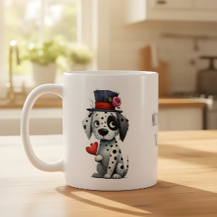 Happy Valentine's Charming Black and White Puppy Coffee Mug