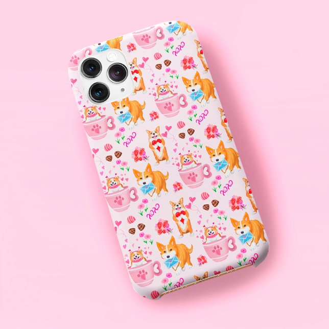 Happy Valentine's Corgi Day Pattern  Case-Mate iPhone Case (Creator Uploaded)