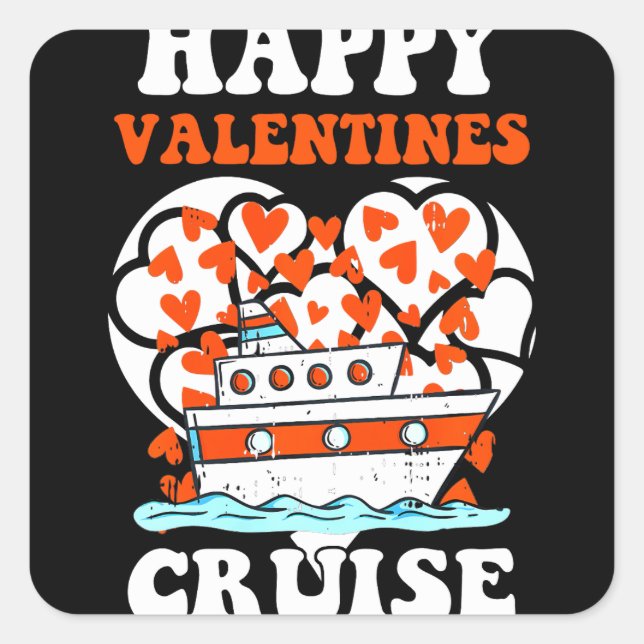 Happy Valentines Cruise Hearts Cool Cruising Square Sticker (Front)