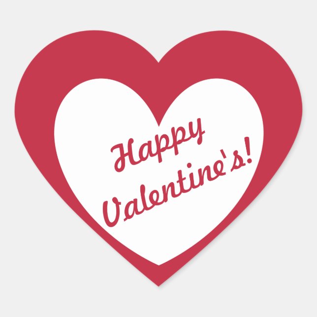 "Happy Valentine's" customisable heart on red Heart Sticker (Front)
