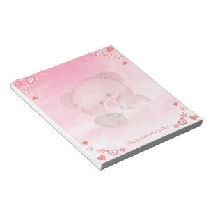 Happy Valentines Cute Teddy Bear Notepad