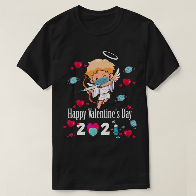 Happy Valentine's Day 2021 Cute Cupid Gift During  T-Shirt (Design Front)