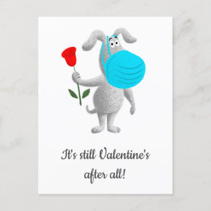 Happy Valentine's Day 2021 Dog Mask Holiday Postcard
