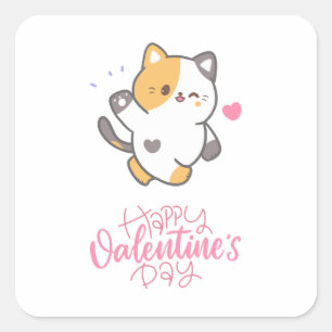 Happy Valentine's Day 2023 -Cats Lover Valentine  Square Sticker
