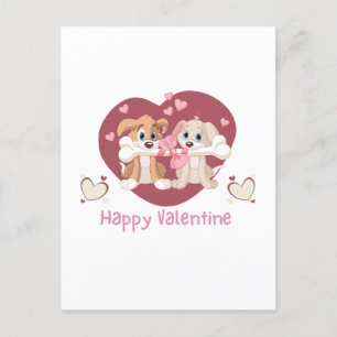 Happy Valentine's Day 2023 Funny Dogs Cute Holiday Postcard