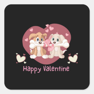 Happy Valentine's Day 2023 Funny Dogs Cute    Square Sticker