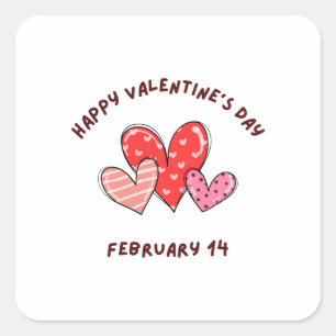 Happy Valentine's Day 2023 -Valentine 14 February Square Sticker