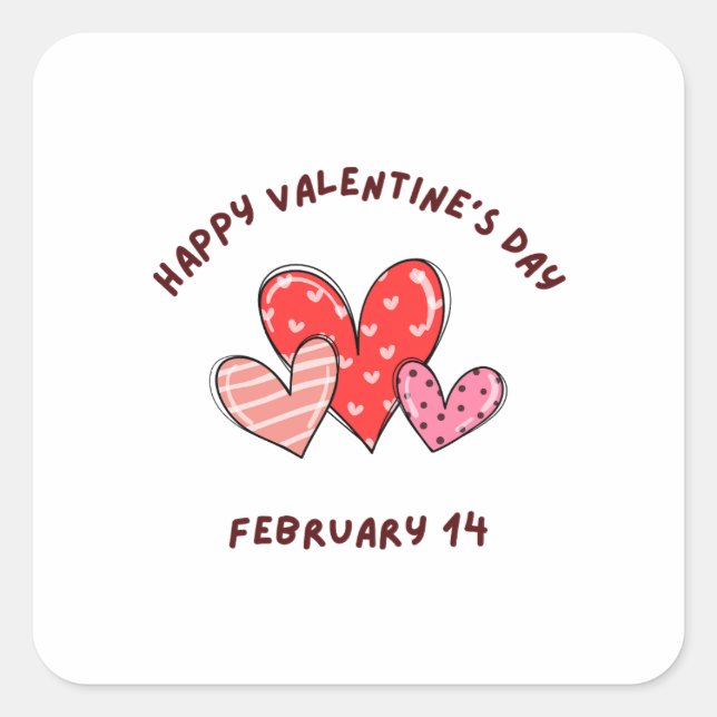 Happy Valentine's Day 2023 -Valentine 14 February Square Sticker (Front)