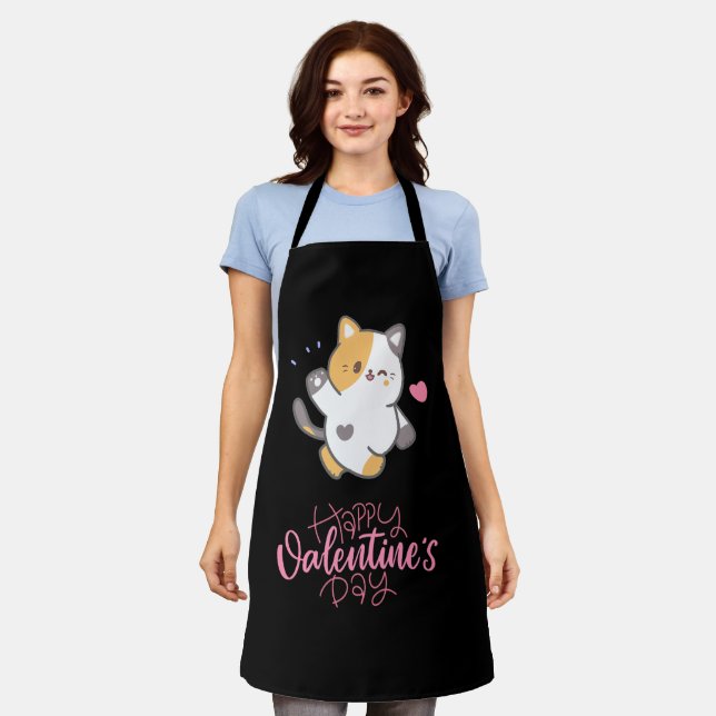 Happy Valentine's Day 2024 -Cats Lover Valentine   Apron (Worn)