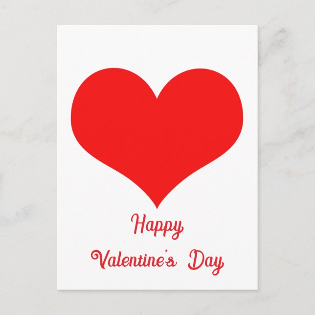 Happy Valentine's Day 2025 Cute Red Heart Custom Postcard (Front)