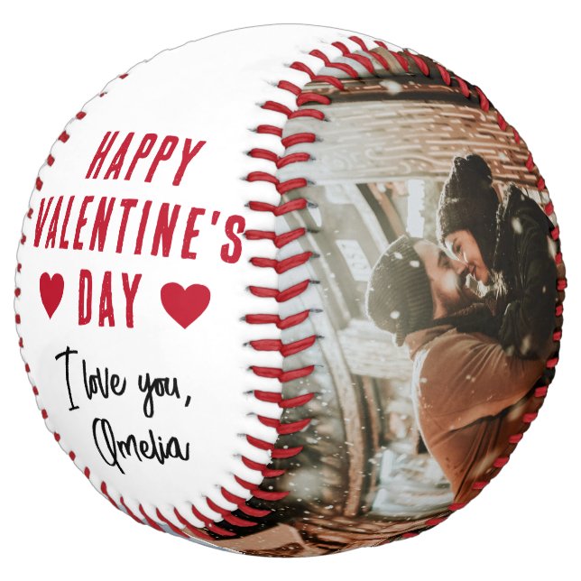 Happy Valentine's Day 2 Photo Collage Boyfriend  Softball (Angled)